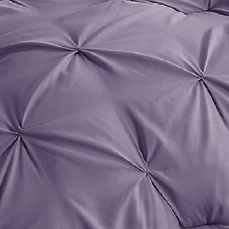 Bedsure Queen Burgundy Pintuck Bed-in-a-Bag - Greyish Purple Pinch Pleat Comforter Set with Sheets, Pillowcases & Shams (Set of 7)
